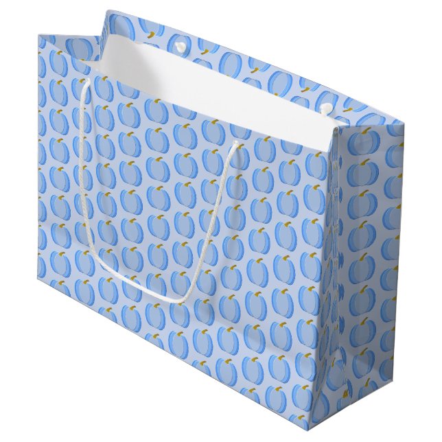 Cute Blue Baby Boy Pumpkin Patterned Large Gift Bag (Front Angled)