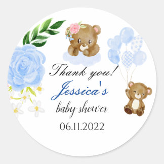 Cute blue baby boy shower party stickers