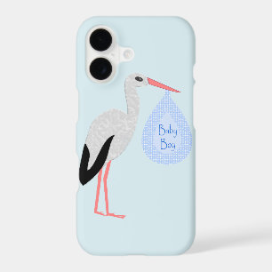 Cute Blue Baby Boy Stork