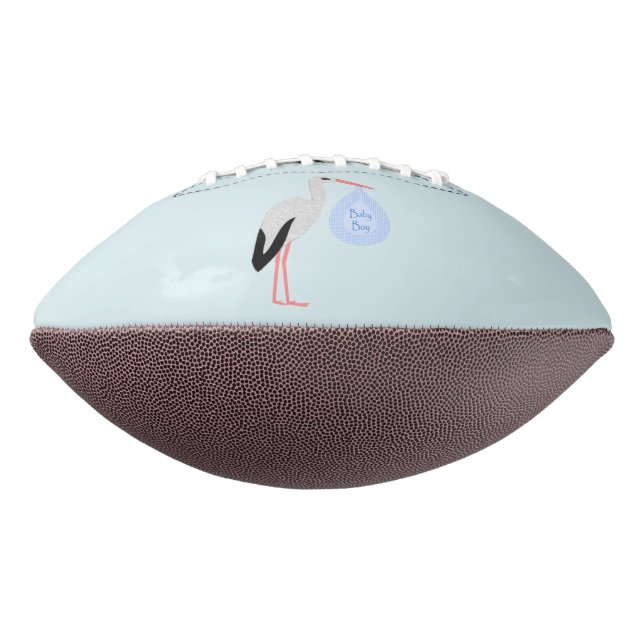 Cute Blue Baby Boy Stork American Football (Rotated 270)