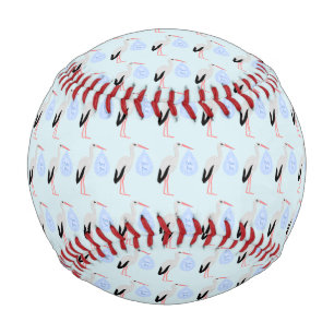 Cute Blue Baby Boy Stork Baseball