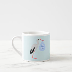 Cute Blue Baby Boy Stork Espresso Cup