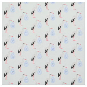 Cute Blue Baby Boy Stork Fabric