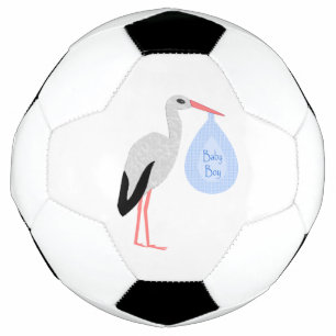 Cute Blue Baby Boy Stork Football