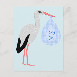 Cute Blue Baby Boy Stork Postcard