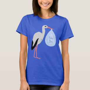 Cute Blue Baby Boy Stork T-Shirt