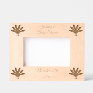 Cute Blue Baby Boy Thanksgiving Turkey Baby Shower Etched Frames