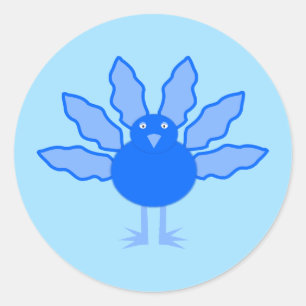 Cute Blue Baby Boy Thanksgiving Turkey Classic Round Sticker