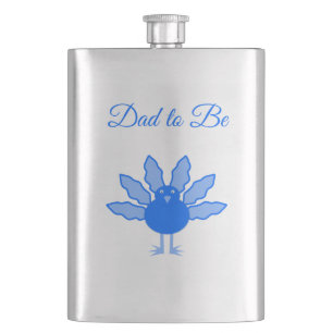 Cute Blue Baby Boy Thanksgiving Turkey Dad to Be Hip Flask