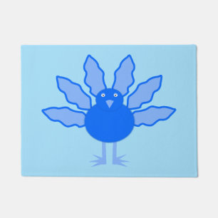 Cute Blue Baby Boy Thanksgiving Turkey Doormat
