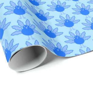 Cute Blue Baby Boy Thanksgiving Turkey Patterned Wrapping Paper