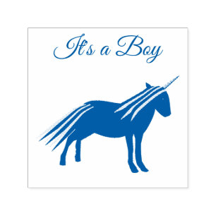 Cute Blue Baby Boy Unicorn Baby Shower Custom Self-inking Stamp