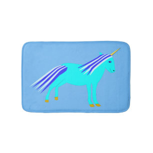 Cute Blue Baby Boy Unicorn Bath Mat