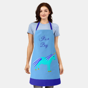 Cute Blue Baby Boy Unicorn Custom Apron