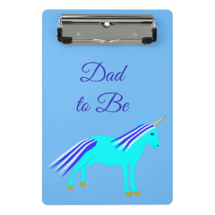 Cute Blue Baby Boy Unicorn Custom Dad to Be Mini C Clipboard