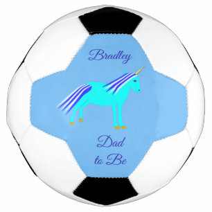 Cute Blue Baby Boy Unicorn Custom Dad to be Soccer Football