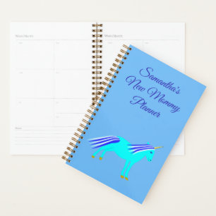 Cute Blue Baby Boy Unicorn Custom New Mum Planner