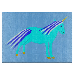 Cute Blue Baby Boy Unicorn Cutting Board