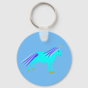 Cute Blue Baby Boy Unicorn Gender Reveal Key Ring