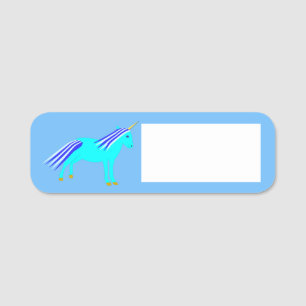 Cute Blue Baby Boy Unicorn Name Tag