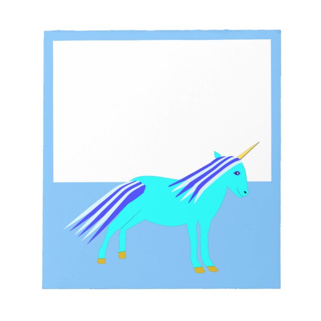Cute Blue Baby Boy Unicorn Notepad (Front)