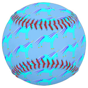 Cute Blue Baby Boy Unicorn Patterned Softball