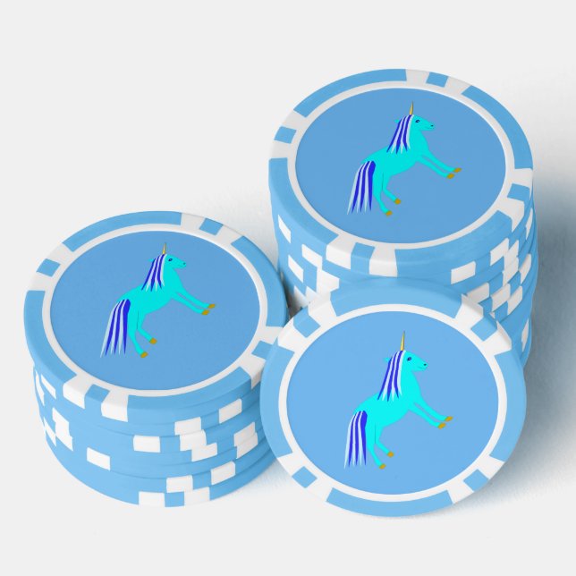Cute Blue Baby Boy Unicorn Poker Chips (Stack)