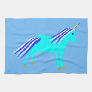 Cute Blue Baby Boy Unicorn Tea Towel