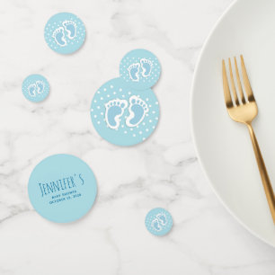 Cute Blue Baby Boy's Feet Illustration Baby Shower Confetti
