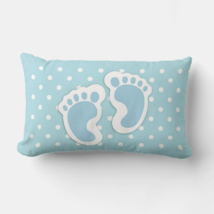 Cute Blue Baby Boy's Feet Illustration Lumbar Cushion