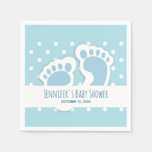 Cute Blue Baby Boy's Feet Illustration Napkin