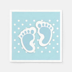 Cute Blue Baby Boy's Feet Illustration Napkin