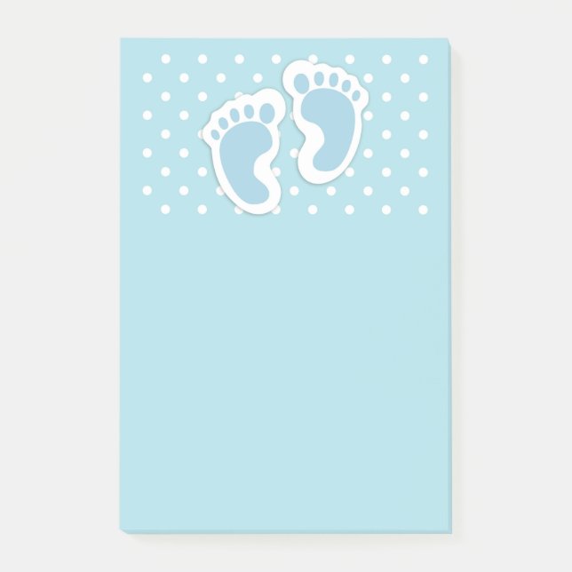 Cute Blue Baby Boy's Feet Illustration Post-it Notes (Front)