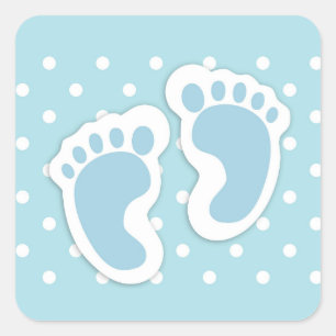 Cute Blue Baby Boy's Feet Illustration Square Sticker