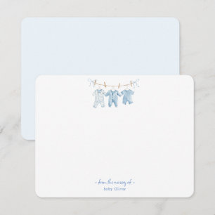 Cute Blue Baby clothes Baby boy Thank You card