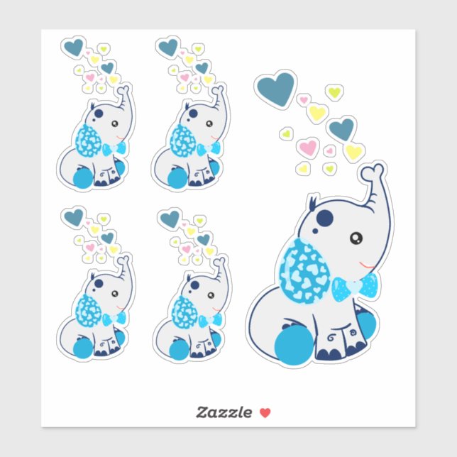 Cute Blue Baby Elephant (Sheet)