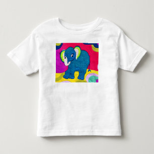 Cute Blue Baby Elephant - Quilt Like Design Toddler T-Shirt
