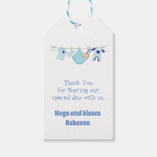 Cute Blue Baby Illustration Thank You Gift Tags