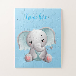 Cute blue baby jigsaw puzzle
