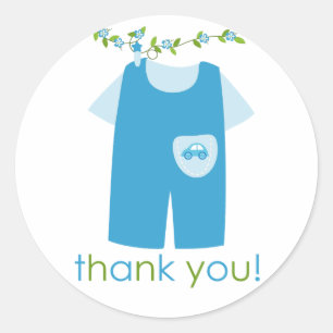 Cute Blue Baby Outfit Thank You Sticker
