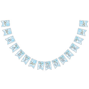 Cute Blue Baby Owls Baby Shower Bunting