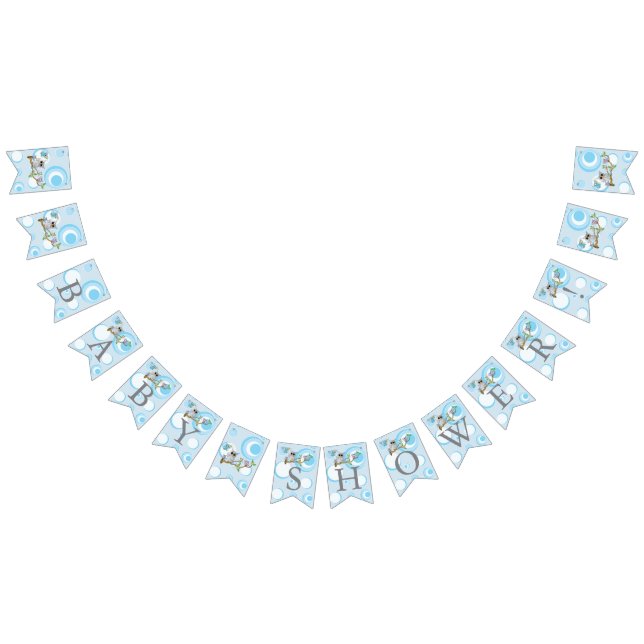 Cute Blue Baby Owls Baby Shower Bunting (All)