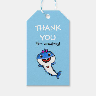 Cute Blue Baby Shark Boy 1st Birthday Thank You  Gift Tags