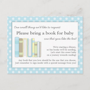 Cute Blue Baby Shower Book Insert Request Card
