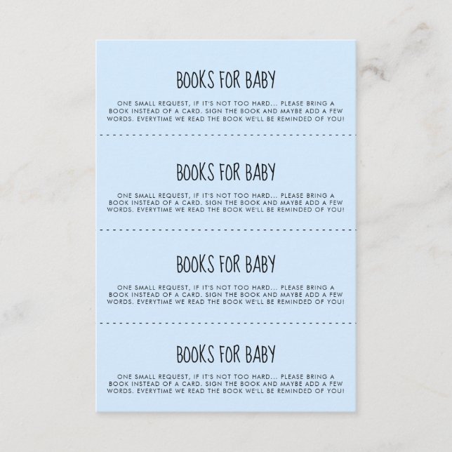 Cute blue Baby shower Books for baby request Enclosure Card (Front)