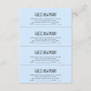 Cute blue Baby shower Guess how many game card