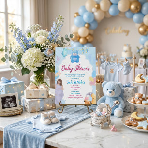 Cute Blue Baby Shower Invitation