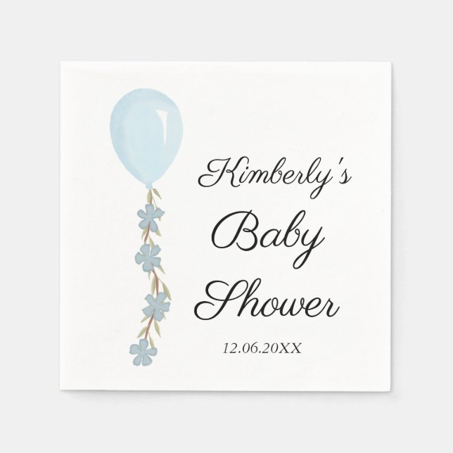 Cute Blue Balloon Baby Shower  Napkin (Front)