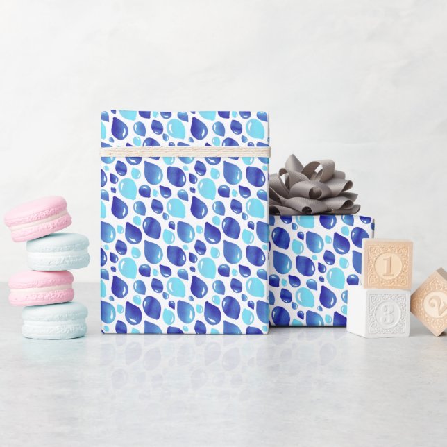 Cute Blue Balloon Kid`s Pattern Wrapping Paper (Baby Shower)