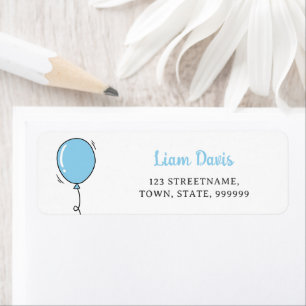 Cute Blue Balloon Kids Return Address Label